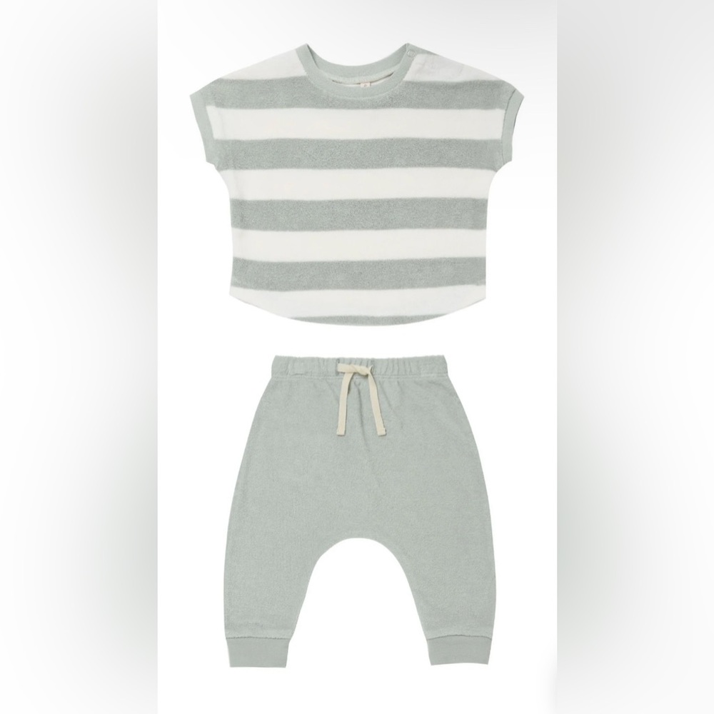 Terry Tee + Pant Set - Sky Stripe Light Blue
